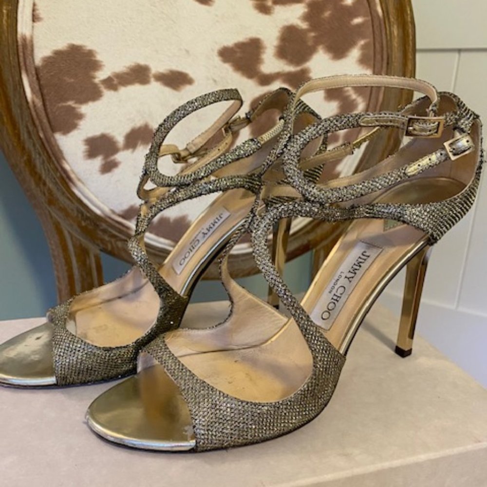 Jimmy Choo Gold Glitter Heels